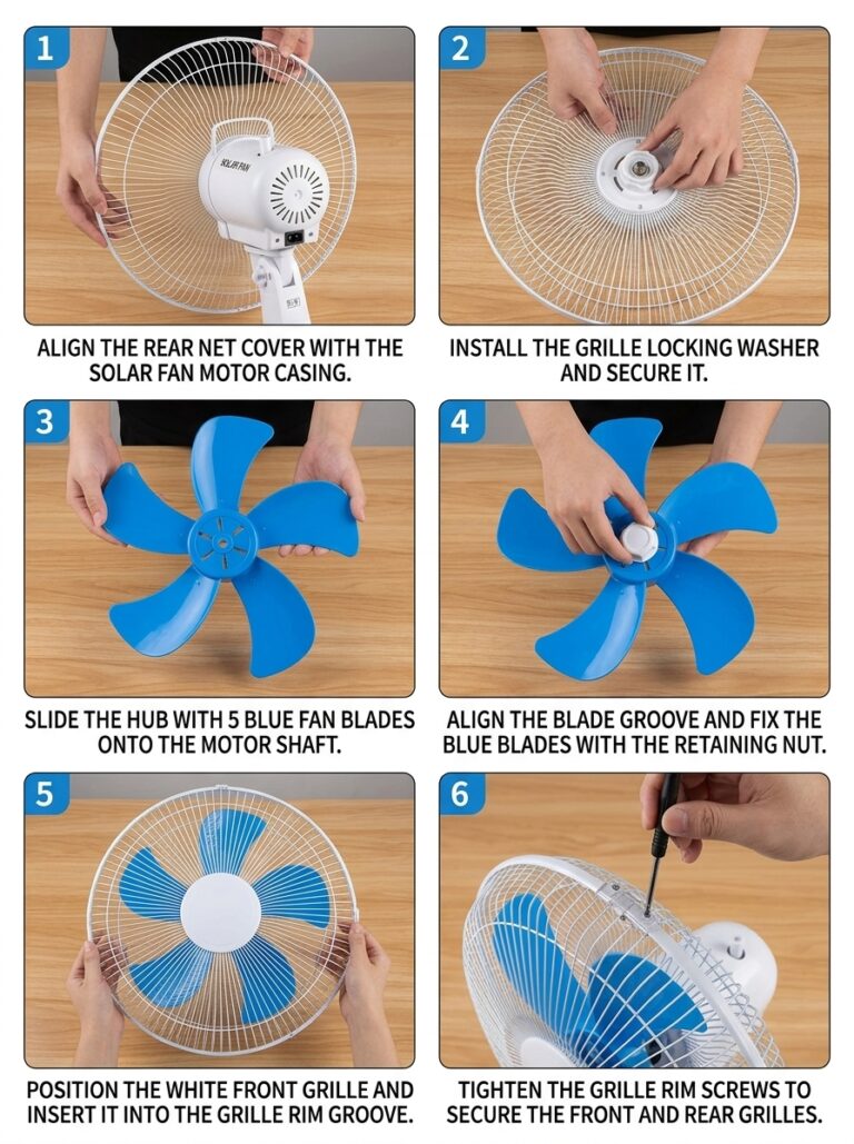 assembling white solar fan 202605271240